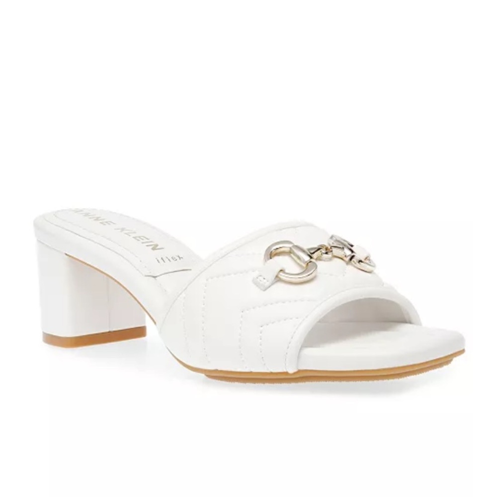Anne Klein White Sandals with Silver Accents